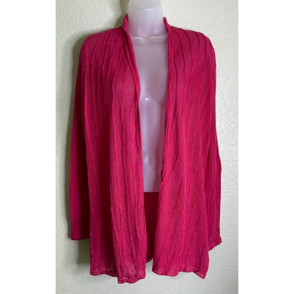 Chicos 0 US Small Jacket California Raspberry Travelers Texture Detail Linen NEW